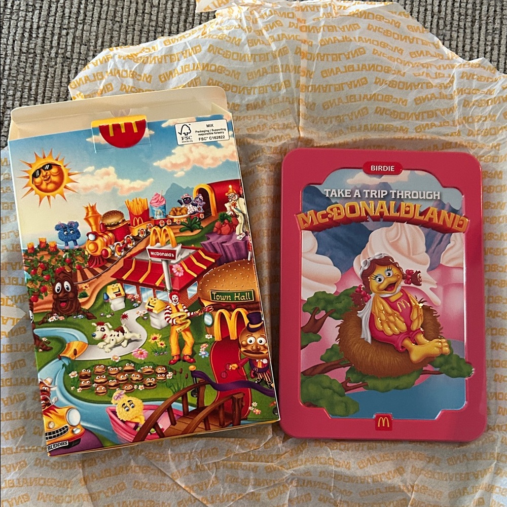 McDonald's McDonaldland Birdie Tin Set NEW collectible stickers postcards etc - Picture 3 of 8